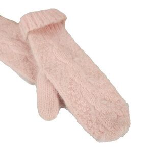 Vintage 80s Soft Fuzzy Angora Fluffy Mittens Pastel Pink Adult Womens